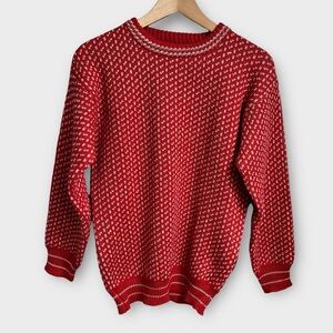 Woolovers Red Wool Birds Eye Nordic Heritage Sweater